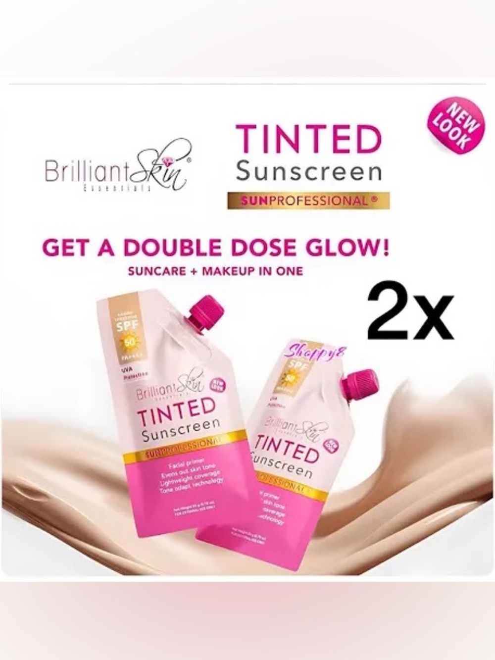 2 pcs Brilliant Skin Tinted Sunscreen 20g each - Pink Best Seller